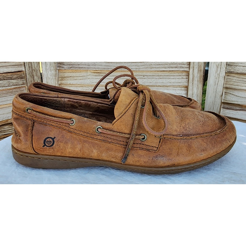 Born Sz 10.5 Brown Leather Boat Shoe Loafer Preppy Moccasin Quiet Luxury Casual